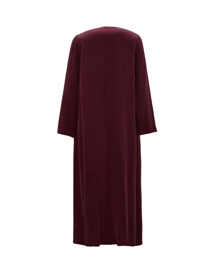 T26K-4021 Kalın V Yaka Düz Renk Elbise PLUM - 2