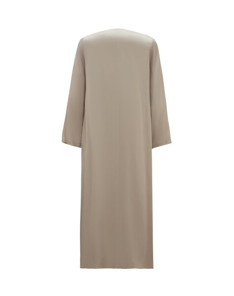 T26K-4021 Kalın V Yaka Düz Renk Elbise STONE - 2