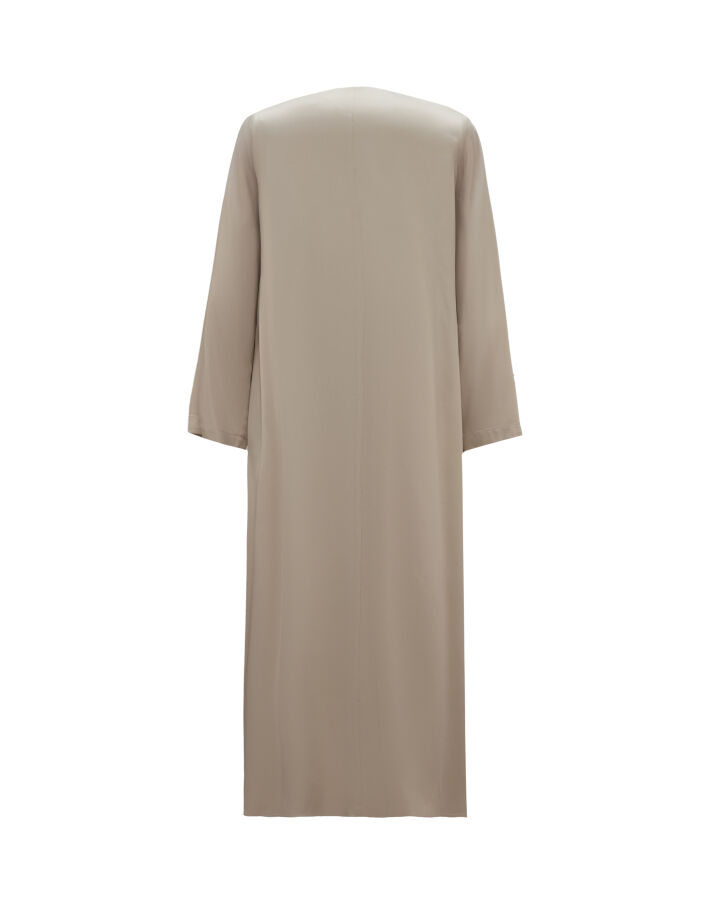 T26K-4021 Kalın V Yaka Düz Renk Elbise STONE - 2