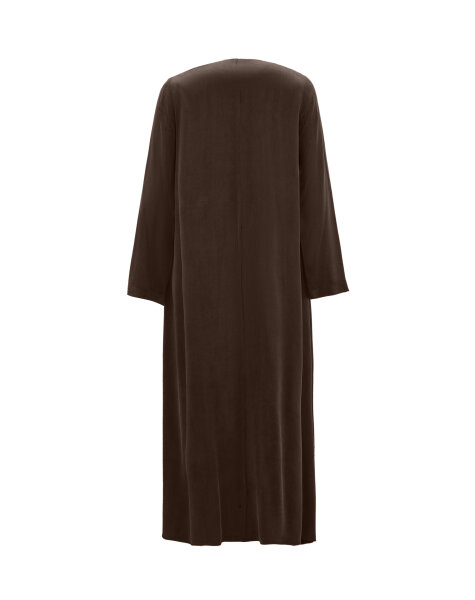 T26K-4021 Kalın V Yaka Düz Renk Elbise TAUPE - MISS DALIDA (1)