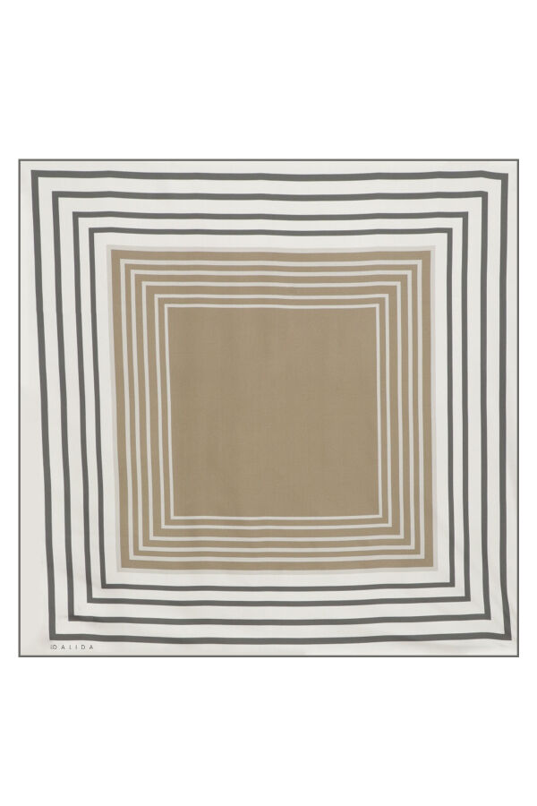 T26K-5003 Eşarp / Şal DARDO-TAUPE / DORY-CAMEL 90 x 90 cm - 1