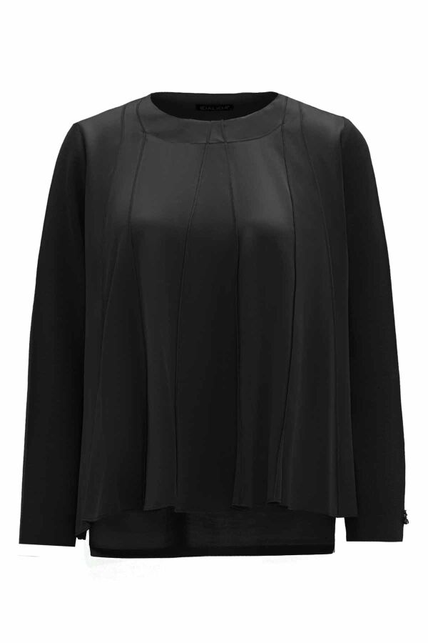 T26K-6003 Dikiş Teknikli Düz Renk Tunik BLACK - 1