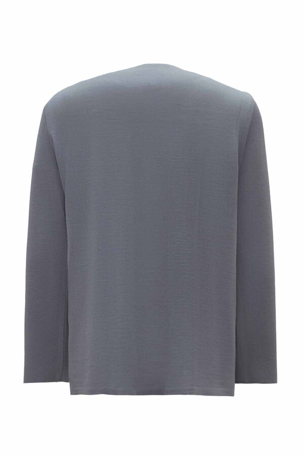 T26K-6003 Dikiş Teknikli Düz Renk Tunik LIGHT GREY - 2