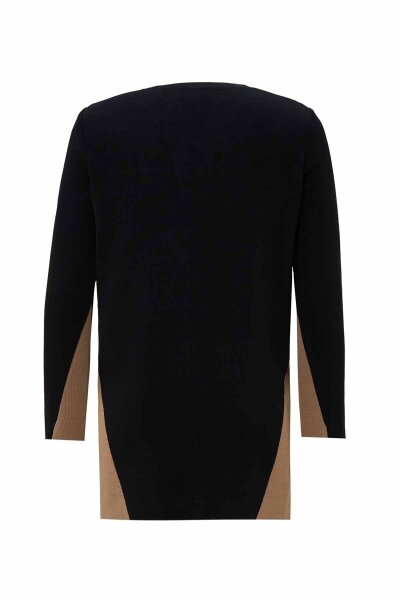 T26K-6005 Yanları Renkli Triko Tunik BLACK-GOLD - 4