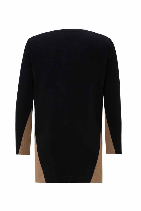 T26K-6005 Yanları Renkli Triko Tunik BLACK-GOLD - 4