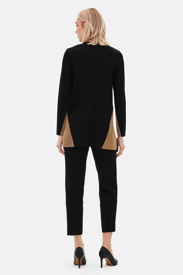 T26K-6005 Yanları Renkli Triko Tunik BLACK-GOLD - 5