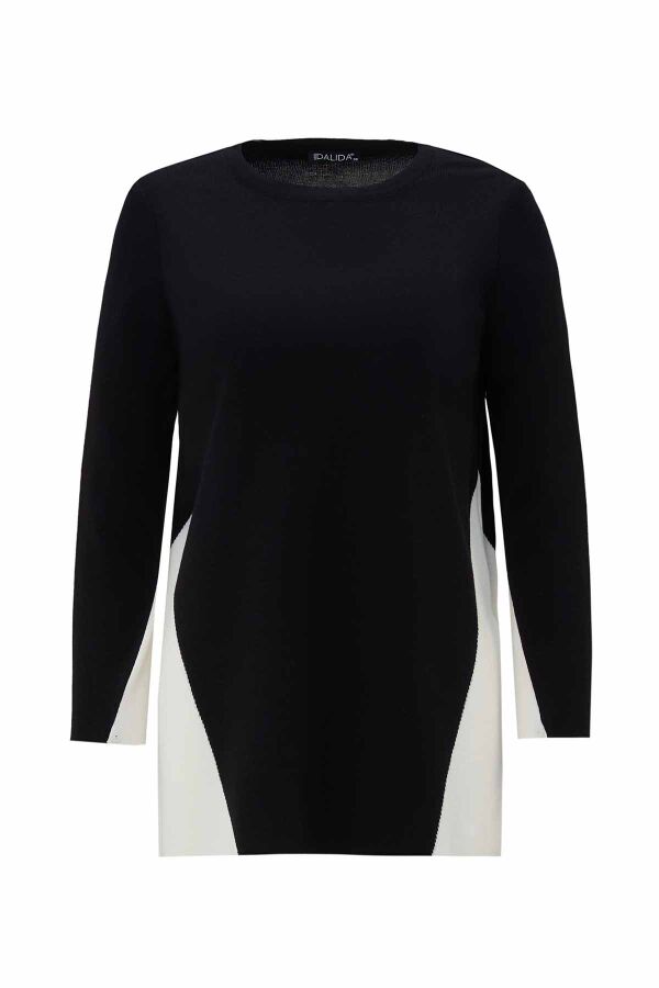 T26K-6005 Yanları Renkli Triko Tunik BLACK - 1
