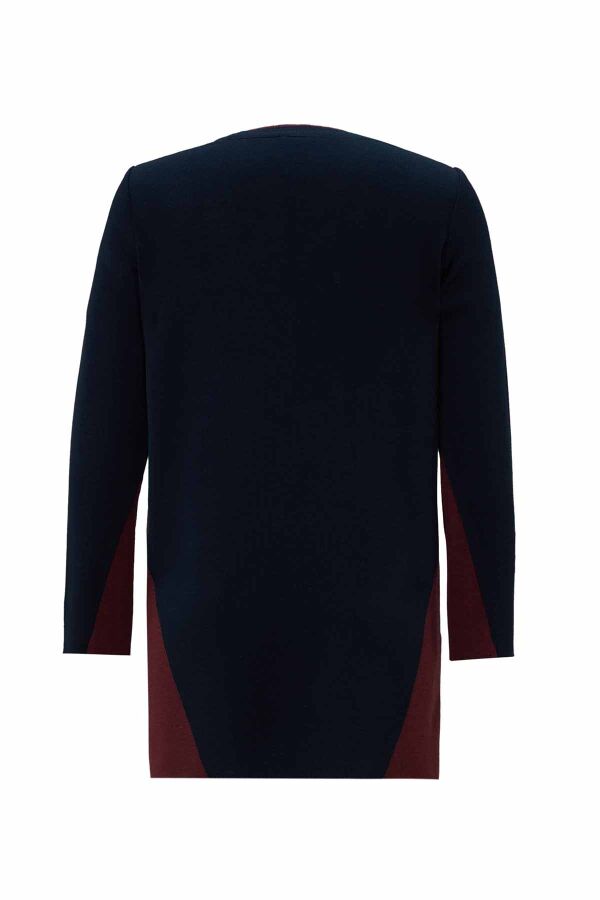 T26K-6005 Yanları Renkli Triko Tunik OASI-DARK NAVY - 2
