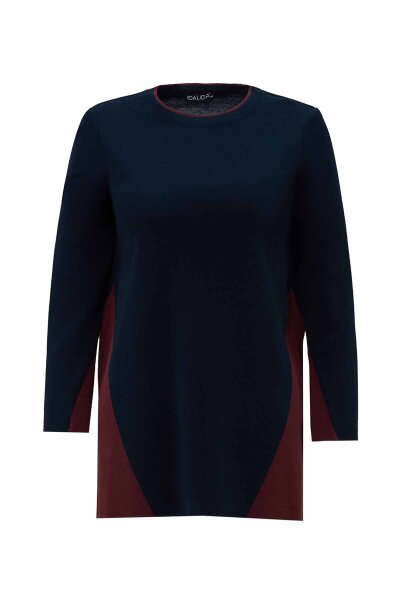 T26K-6005 Yanları Renkli Triko Tunik OASI-DARK NAVY - MISS DALIDA