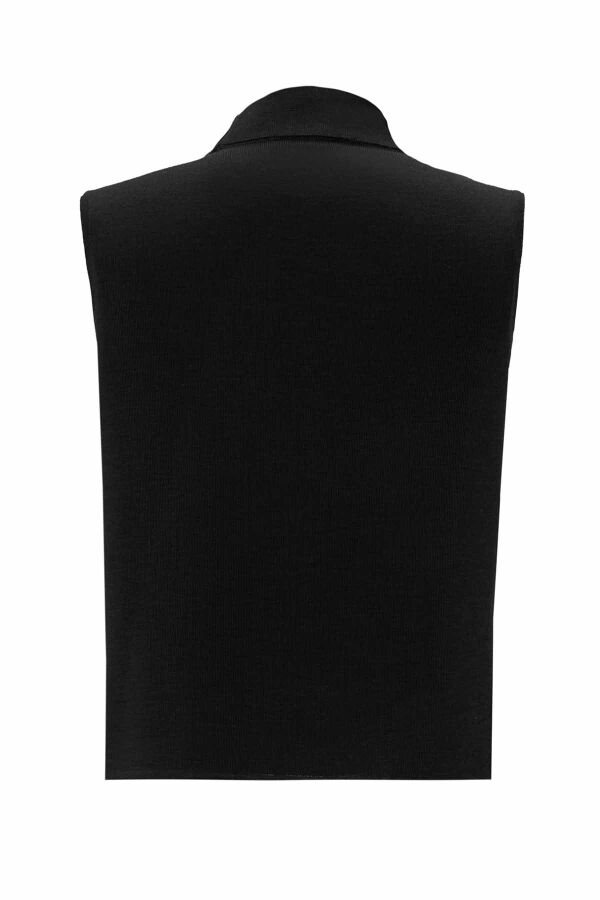 T26K-6006 Dik Yaka Kolsuz Triko İçlik BLACK - 2