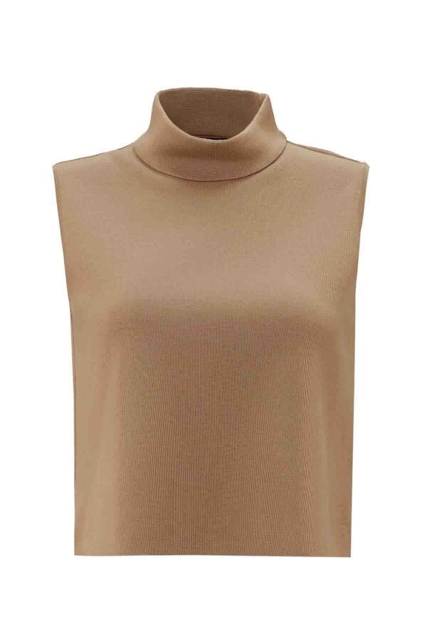 T26K-6006 Dik Yaka Kolsuz Triko İçlik DORY-CAMEL - 1