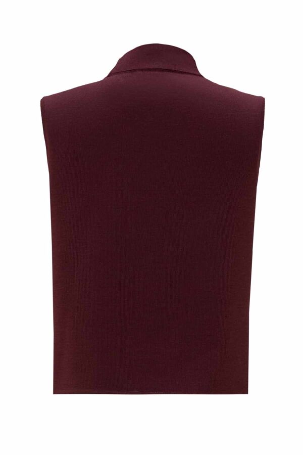T26K-6006 Dik Yaka Kolsuz Triko İçlik PLUM - 2