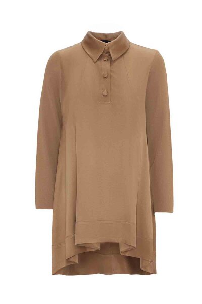 Shirt Collar Knitwear-Cupro Tunic 