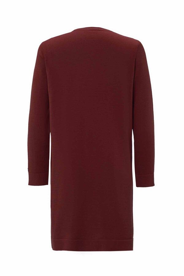 T26K-6008 Yırtmaç Detaylı Triko Tunik ABUSO-MAROON - 2