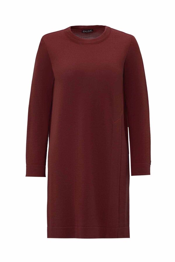 T26K-6008 Yırtmaç Detaylı Triko Tunik ABUSO-MAROON - 1