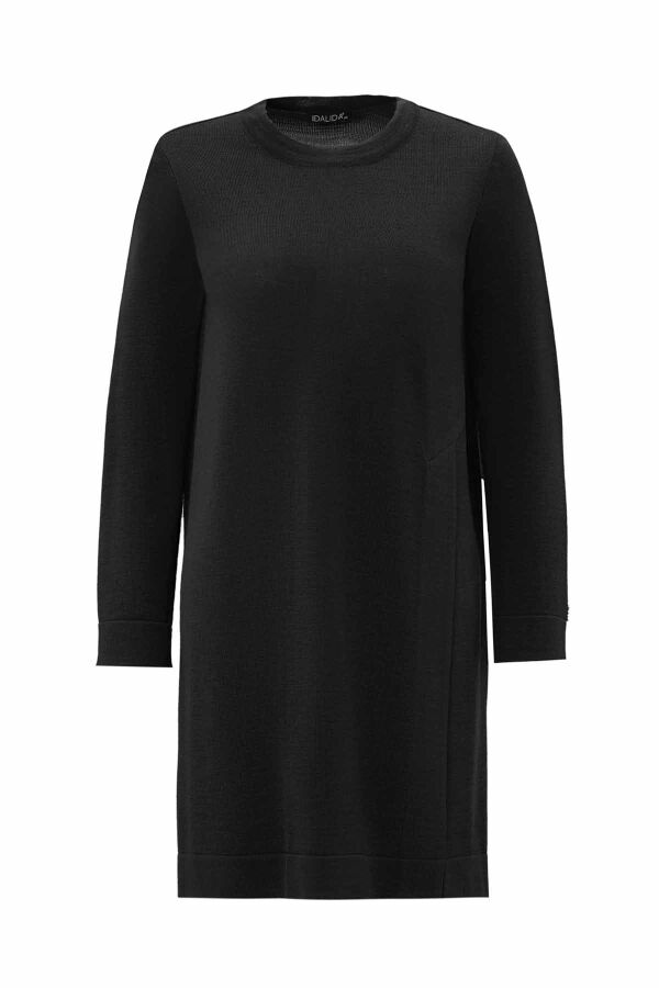T26K-6008 Yırtmaç Detaylı Triko Tunik BLACK - 1