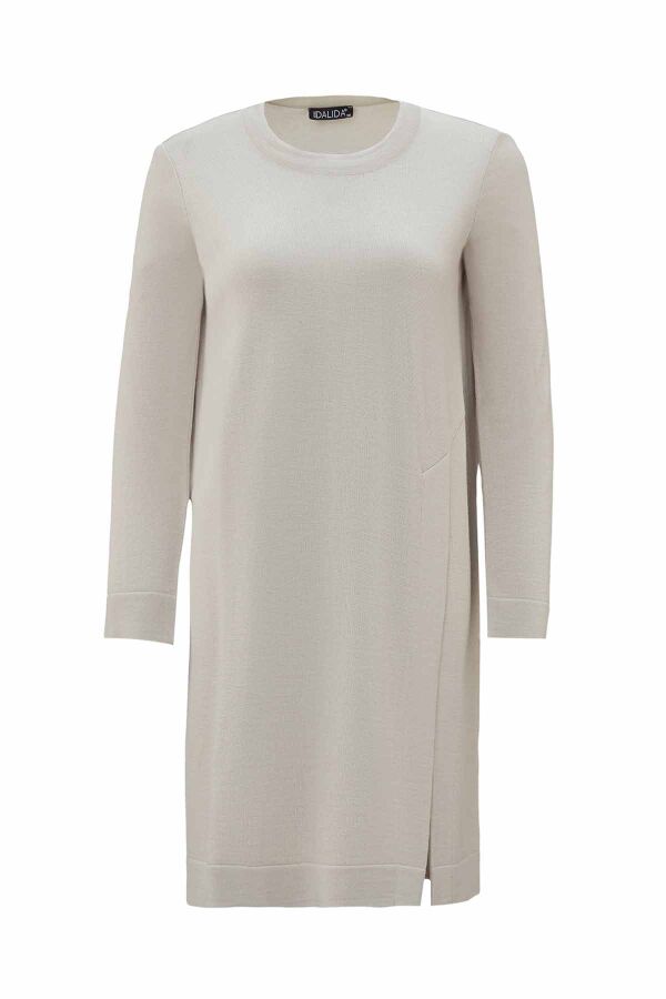 T26K-6008 Yırtmaç Detaylı Triko Tunik ELSA-STONE - 1