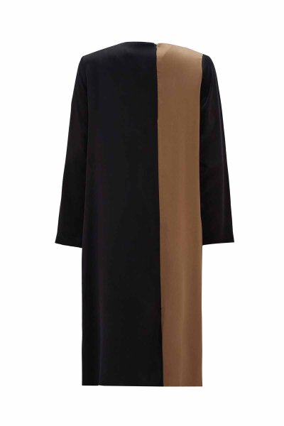 T26K-6011 Asimetrik Kesim İki Renk Uzun Tunik BLACK-GOLD - MISS DALIDA (1)