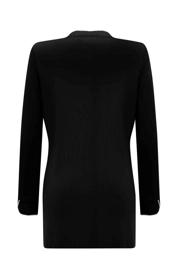 T26K-6013 Yaka ve Bilek Detaylı Triko Tunik BLACK - 2