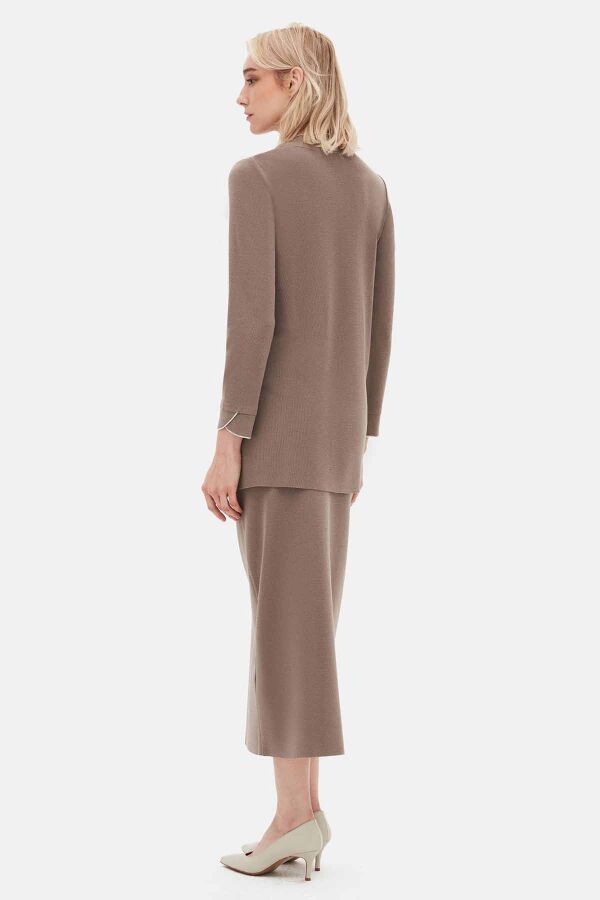 T26K-6013 Yaka ve Bilek Detaylı Triko Tunik CAPRI-MINK - 5
