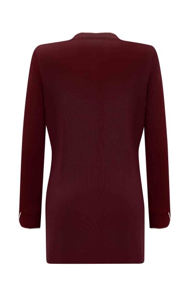 T26K-6013 Yaka ve Bilek Detaylı Triko Tunik TOGA-BORDO - MISS DALIDA (1)