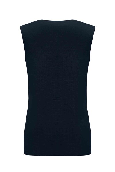 T26K-6014 Yaka Detaylı Kolsuz Triko Tunik BLACK - 2