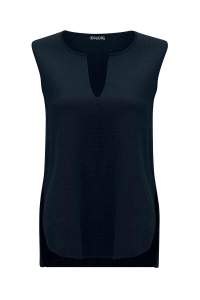 T26K-6014 Yaka Detaylı Kolsuz Triko Tunik BLACK 