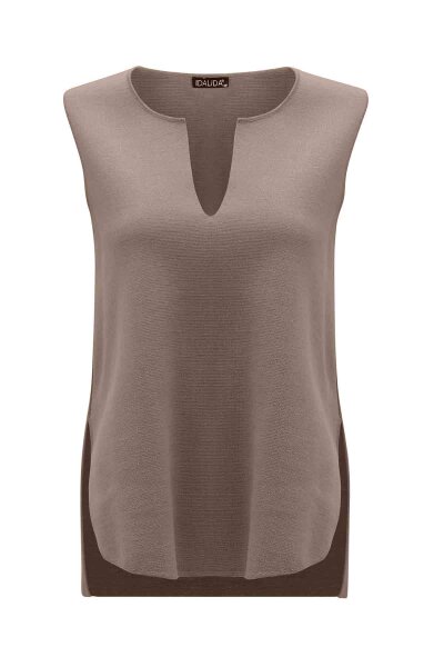 T26K-6014 Yaka Detaylı Kolsuz Triko Tunik CAPRI-MINK 