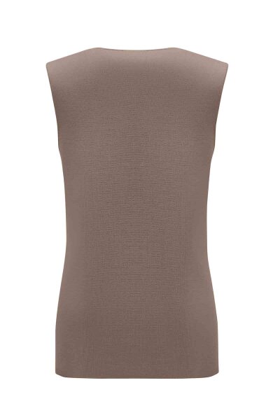 T26K-6014 Yaka Detaylı Kolsuz Triko Tunik CAPRI-MINK - 2