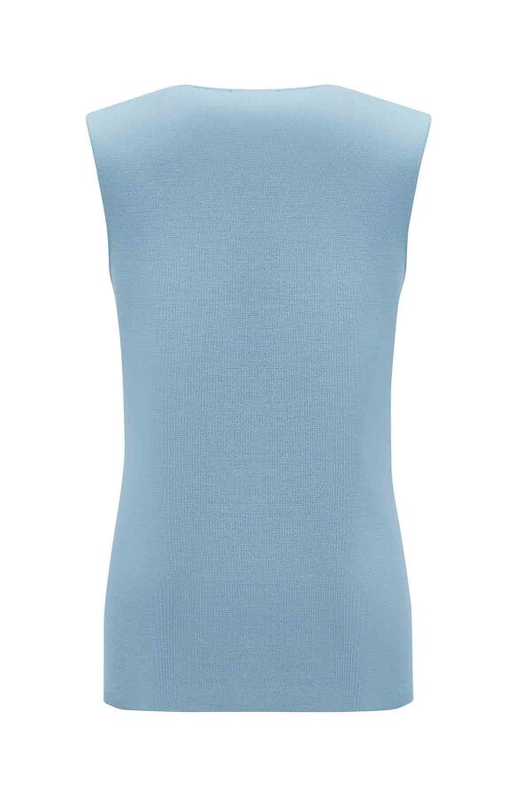 T26K-6014 Yaka Detaylı Kolsuz Triko Tunik NERVİ-BLUE - 2