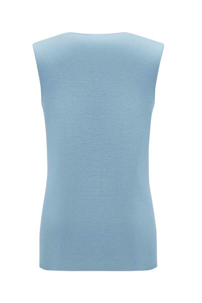 T26K-6014 Yaka Detaylı Kolsuz Triko Tunik NERVİ-BLUE - 2