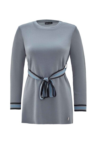 T26K-6015 Beli Kuşak Detaylı Triko Tunik ORMA-GREY - MISS DALIDA