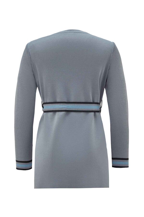 T26K-6015 Beli Kuşak Detaylı Triko Tunik ORMA-GREY - 2