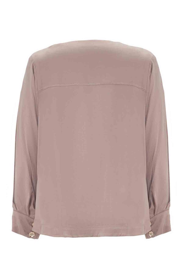 T26K-6016 Düğme Detaylı Uzun Kollu Tunik MİNK - 2