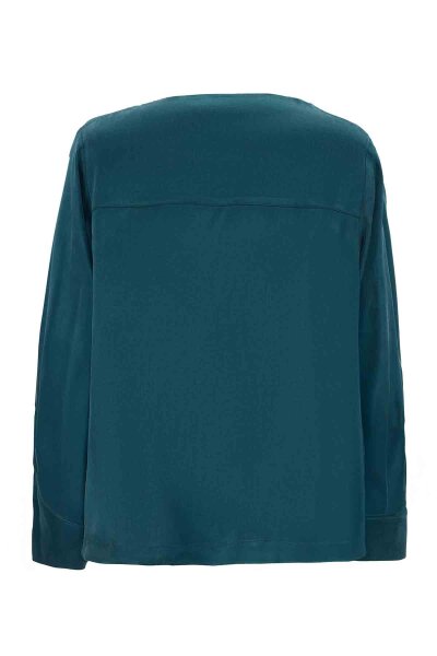 T26K-6016 Düğme Detaylı Uzun Kollu Tunik PETROL - MISS DALIDA (1)