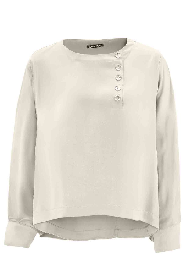 T26K-6016 Düğme Detaylı Uzun Kollu Tunik STONE - 1