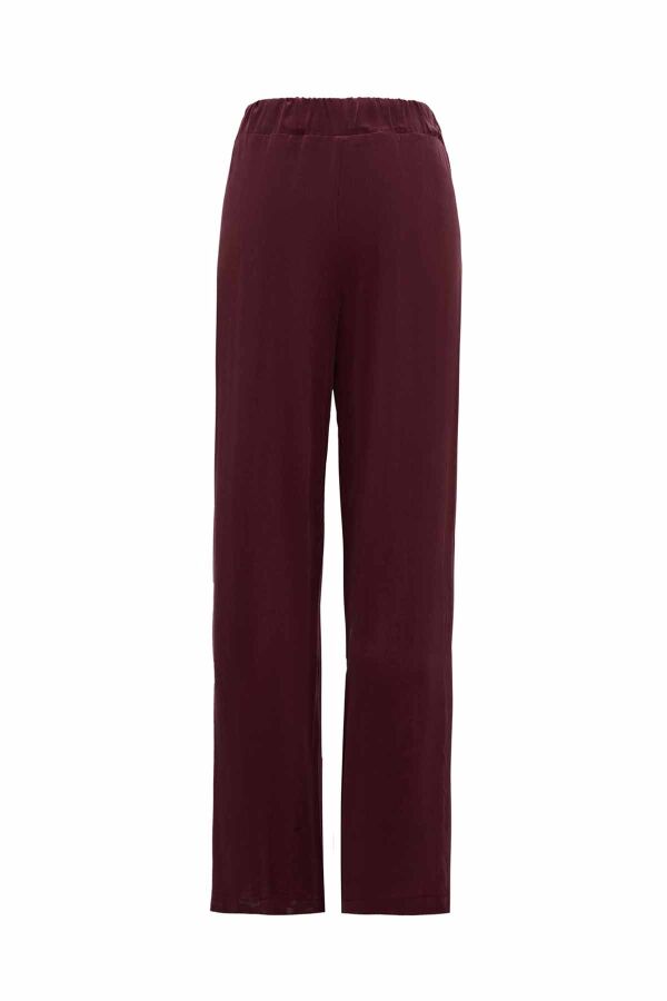 T26K-7003 Boru Paça Kumaş Pantolon PLUM - 1
