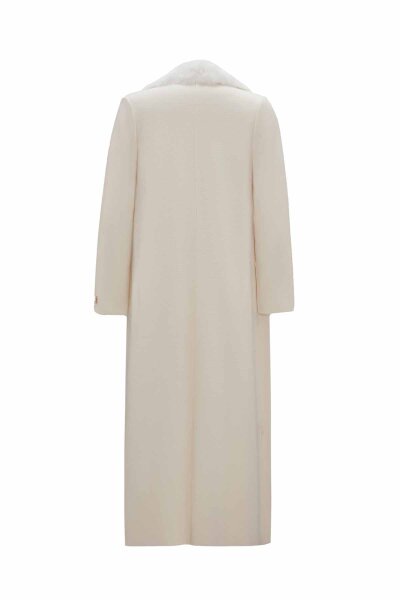 T26K-8003 Yakası Kürklü Ekru Ceket - 2