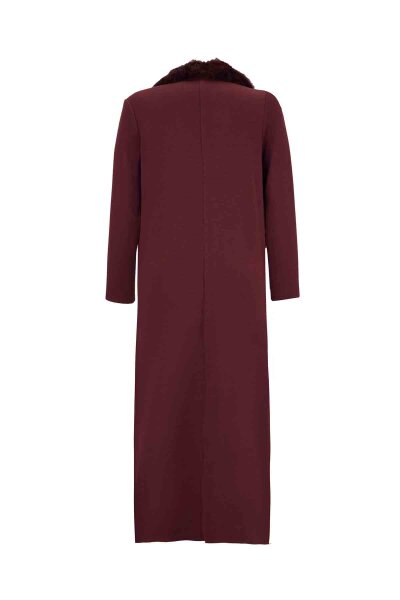 T26K-8003 Yakası Kürklü Bordo Ceket - MISS DALIDA (1)