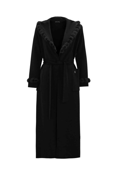 Long Cardigan with Pompom Fur Detail - 1