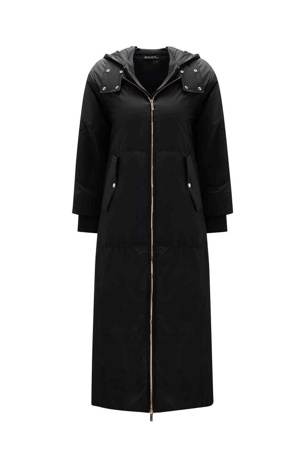 T26K-8011 Fermuarlu Uzun Mont BLACK - 1