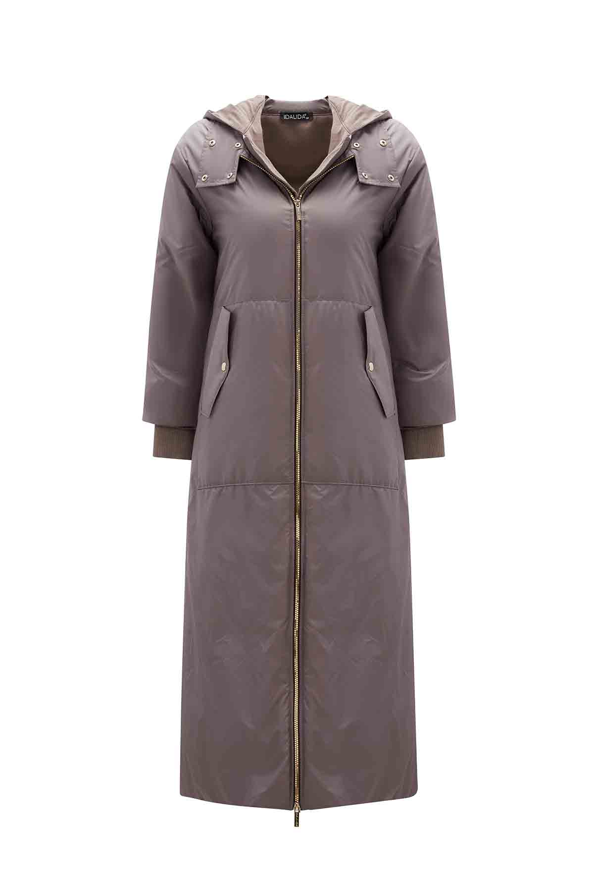 T26K-8011 Fermuarlu Uzun Mont MİNK | Miss Dalida