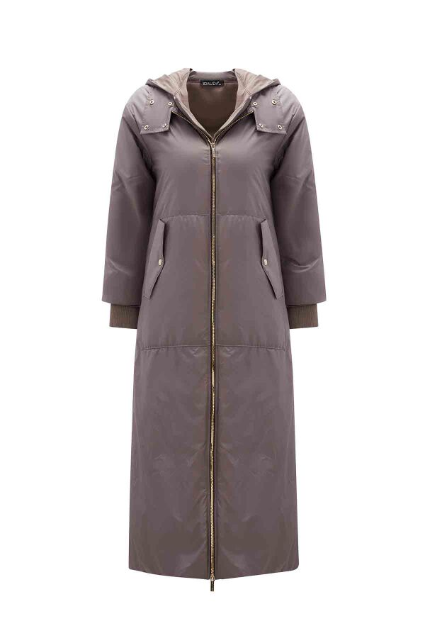 T26K-8011 Fermuarlu Uzun Mont MİNK - 1