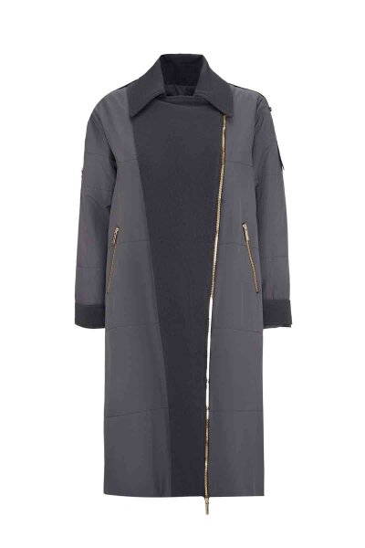 T26K-8012 Triko Detaylı Fermuarlı Mont ANTRASİT - MISS DALIDA