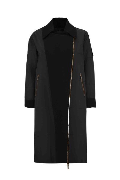 T26K-8012 Triko Detaylı Fermuarlı Mont BLACK 