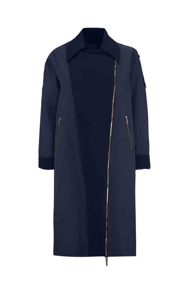 T26K-8012 Triko Detaylı Fermuarlı Mont NAVY - 1