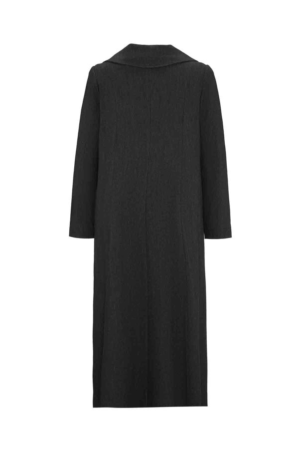 T26K-8013 Yaka Detaylı Uzun Denim Kap BLACK - 2