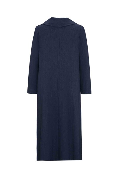 T26K-8013 Yaka Detaylı Uzun Denim Kap OASI-DARK NAVY - 4