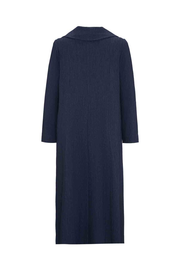T26K-8013 Yaka Detaylı Uzun Denim Kap OASI-DARK NAVY - 4