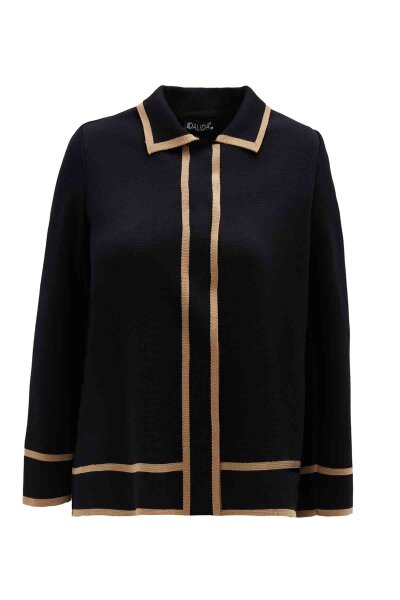 T26K-8202 Gömlek Yaka Triko Ceket BLACK - 1